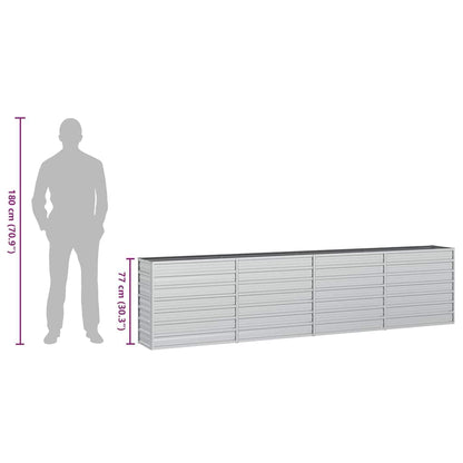 Foknhdi Large Galvanized Steel Raised Garden Bed 126x126x30.3 in Silver Modern Outdoor Planter Box for Vegetables Flowers Herbs on Patio Backyard