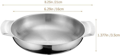 Luxshiny Large Mixing Bowl, 16cm Paella Pan, Stainless Steel Skillet with Handles for Home, Restaurant, Camping