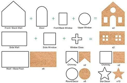 Gingerbread House Cookie Cutter Set - 10 PCS 3D Christmas House Kit with Gift Box Packaging