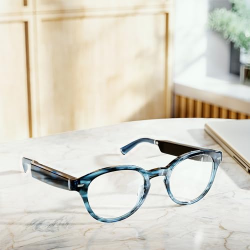 Amazon Echo Frames, an Alexa device (newest model), Smart glasses with Alexa, Modern Rectangle frames in Charcoal Gray with blue light filtering lenses