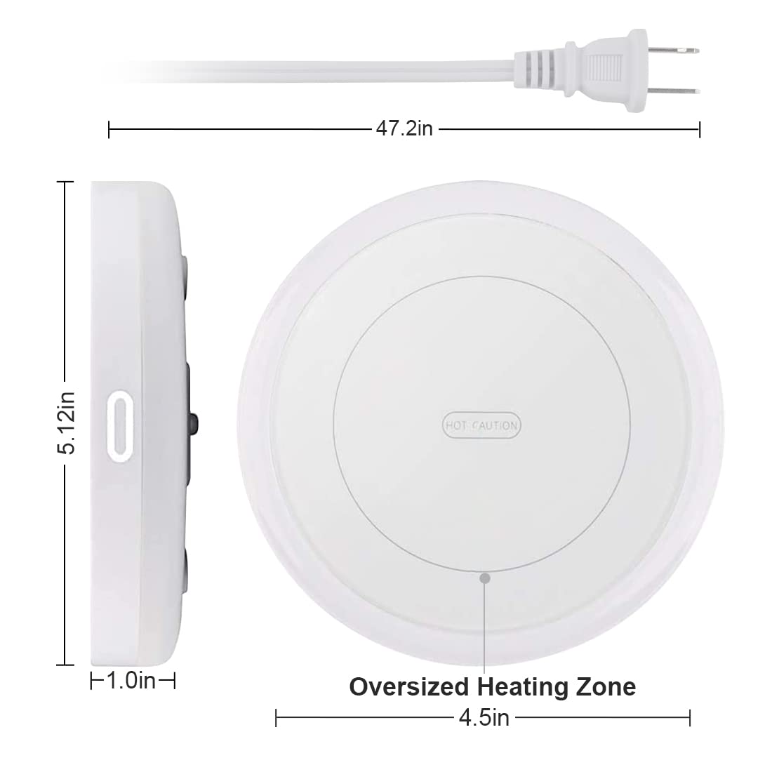 BESTINNKITS White Smart Coffee Auto On/Off Gravity-Induction Mug Office Desk Use, Candle Wax Cup Warmer Heating Plate (Up to 131F/55C)