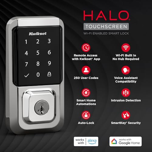 Kwikset Halo Wi-Fi Smart Lock, Keyless Entry Front Door Touchscreen Deadbolt, App Control, Grade AAA Certified, Easy Install No Hub, Venetian Bronze Finish, Digital Remote Lock