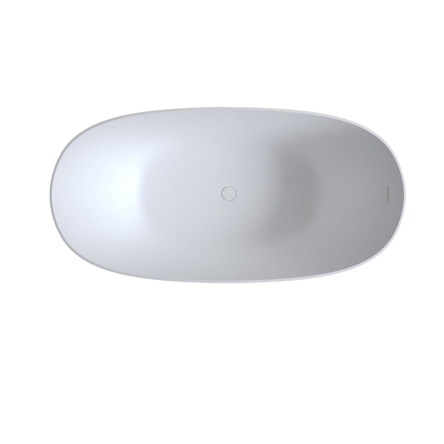 GDFStudio 69" Solid Surface Freestanding Bathtub, Matte White Stone Resin Soaking Tub with Overflow and Pop-Up Drain, Thick Edge Oval Stand Alone Deep Soaker Tub for Modern Bathroom Spa Relaxation