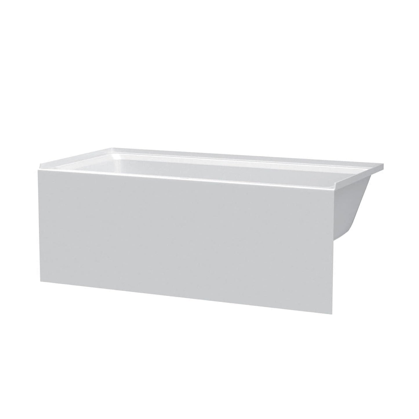 Fine Fixtures Acrylic, Fiberglass Alcove Soaking Bathtub with Integral Apron Front in Glossy White - Right Hand Drain, 60" x 32"