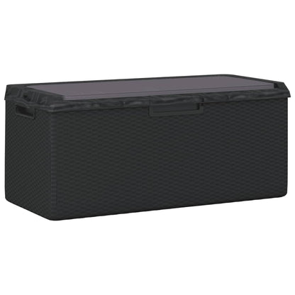 hliofuir Patio Storage Box, 92.5 Gallon Deck Box for Garden and Terrace, Synthetic Polypropylene Outdoor Container with Gas-Lift Lid, Anthracite, 48.8 x 48.8 x 23.2 in