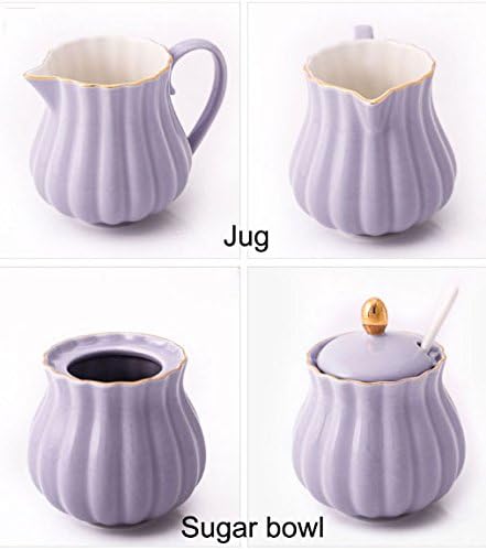 CHOOLD Elegant Flower Design Ceramic Sugar and Creamer Set, 7.5oz, with Lid Spoon, Coffee Serving Set, Wedding Gift