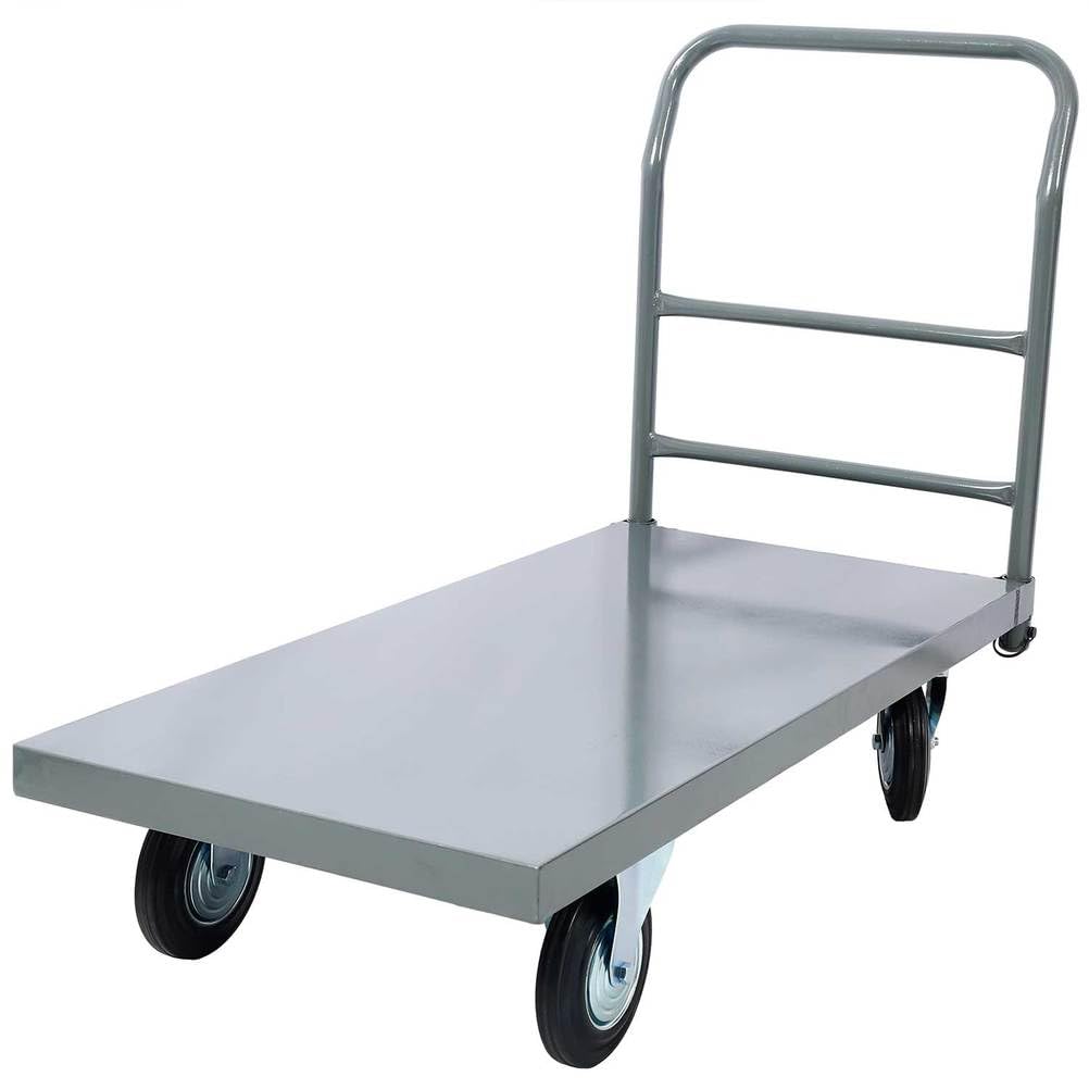 Steel Platform Truck 2000 lbs Capacity, 24x48 Flatbed Hand Truck Dolly Cart with 8" Wheels, Heavy-Duty Utility Cart for Warehouse, Loading Dock, Workshop, Storage,Dark Gray