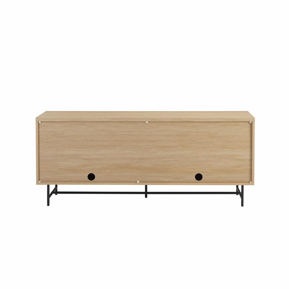 Walker Edison Reema Fluted 4-Door Kitchen Sideboard Buffet Console, 69 Inch, Coastal Oak