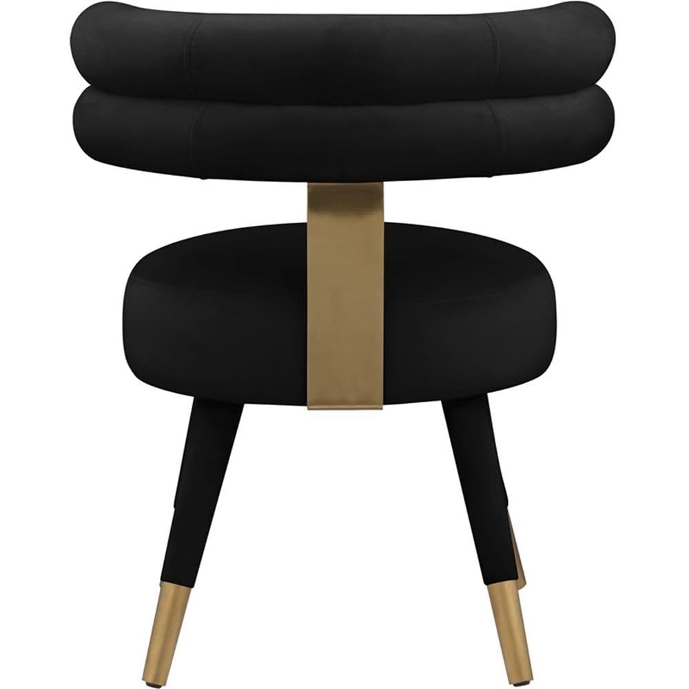 Meridian Furniture 747Black-C Fitzroy Collection Velvet Upholstered Dining Chair with Deep Channel Tufted Back, Set of 2, Black, 24.5" W x 22" D x 32.5" H