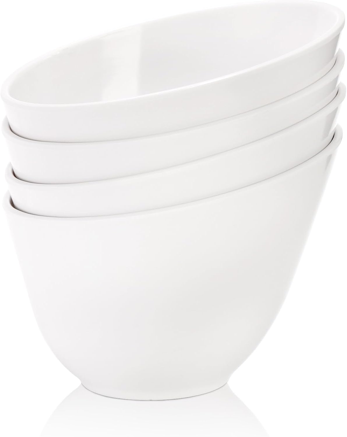 Fasmov 8 Pack Angled Melamine Serving Bowls, Large Party Snack Bowls, Salad Bowls for Weddings, Buffet, White