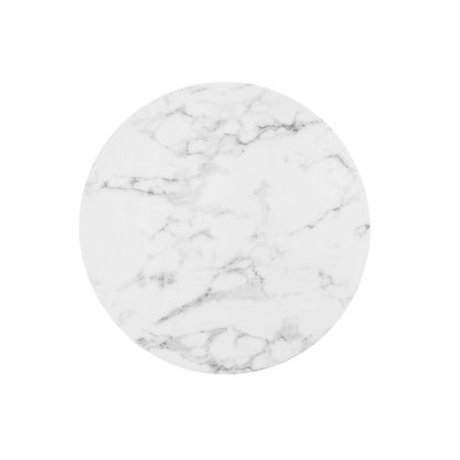 Modway Lippa Mid-Century Modern 28" Round Artificial Marble Dining Table in Black White