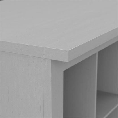 Bush Furniture Woodland 40W Shoe Storage Bench with Shelves in Cape Cod Gray | Footwear Organizer for Home Entryway, Mudroom, and Foyer