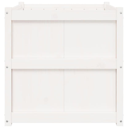 Mhdvray Large 27.6" White Solid Pine Wood Outdoor Raised Garden Planter Box, Elevated Flower & Vegetable Bed for Patio Balcony Terrace