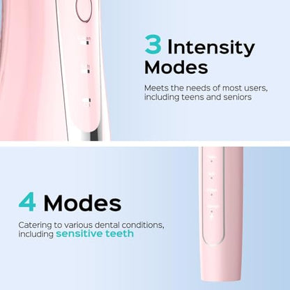 COSLUS Portable Water Flosser with Electric Toothbrush Combo: 2-in-1 Oral Clean Kit for Teeth, Braces, Gums Care - Brushing & Flossing for Adults, Family, Travel Use, BPA-Free, Black, C20 & C41