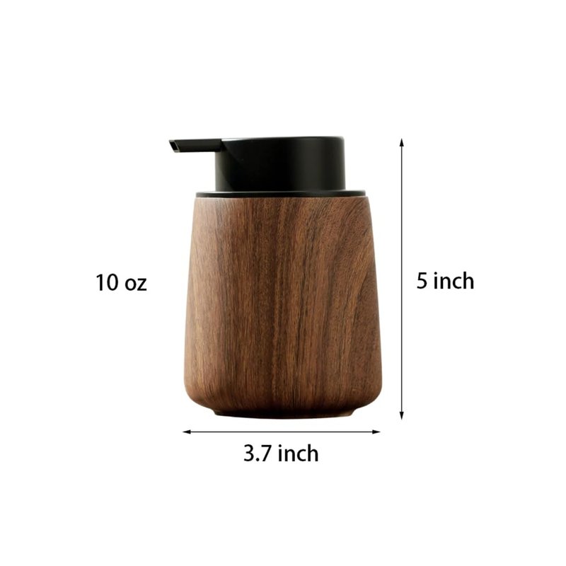 Sizikato Wood Texture Push-Type Foaming Bottle, 10 Oz Shower Gel Shampoo Hand Soap Bottle