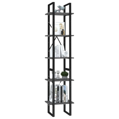 Kalmrek 5-Tier Book Cabinet Gray Engineered Wood with Metal Frame 15.7"x11.8"x68.9" Bookshelf Storage Organizer Display Rack for Home Office Living Room Library