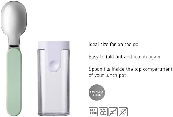 Mepal Folding Spoon Ellipse - Reusable Spoon To Go, Foldable for Yoghurt Cup, Stainless Steel Cutlery with Storage Case