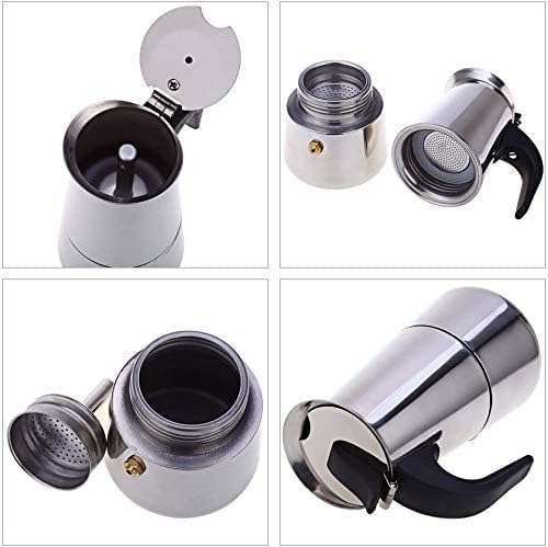 kkhouse Stainless Steel Coffee Pot - Mocha Espresso Latte Percolator Stove Coffee Maker, 100ml Cafetiere Tool
