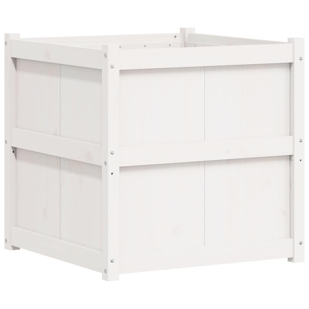 Mhdvray Large 27.6" White Solid Pine Wood Outdoor Raised Garden Planter Box, Elevated Flower & Vegetable Bed for Patio Balcony Terrace