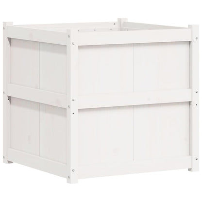 Mhdvray Large 27.6" White Solid Pine Wood Outdoor Raised Garden Planter Box, Elevated Flower & Vegetable Bed for Patio Balcony Terrace