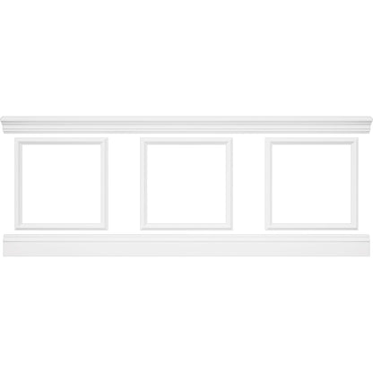 94 1/2"L (Adjustable 36"H to 40"H) Ashford Square Panel Traditional Wainscot Paneling Kit