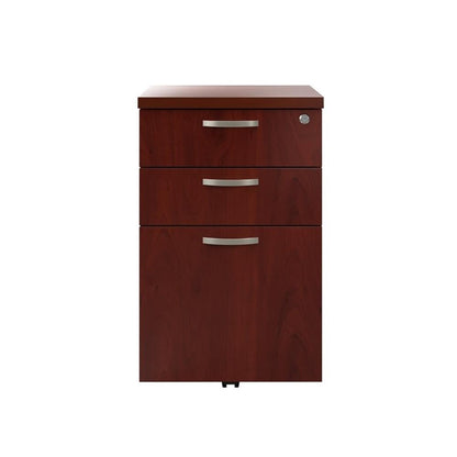 Pemberly Row Mobile File Cabinet, Hansen Cherry Finish, Engineered Wood, 3 Drawer Locking Design with Wheels, Fits Under Desk, Office Storage for Letter, Legal, and A4 Documents