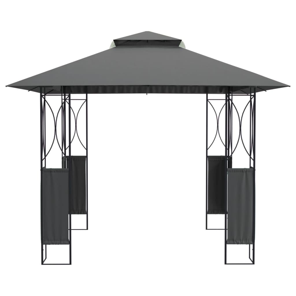 Anthracite Steel Outdoor Gazebo, Large 118x118 Inch Polyester Fabric Canopy, Powder-Coated Frame for Patio, Garden, Events Outdoor Structures