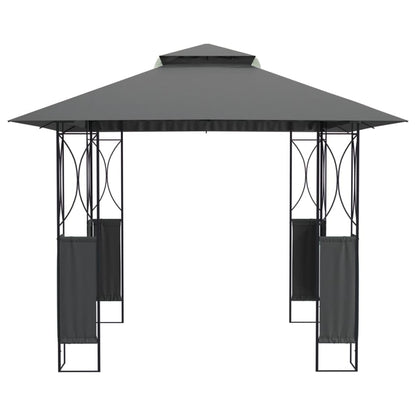 Anthracite Steel Outdoor Gazebo, Large 118x118 Inch Polyester Fabric Canopy, Powder-Coated Frame for Patio, Garden, Events Outdoor Structures