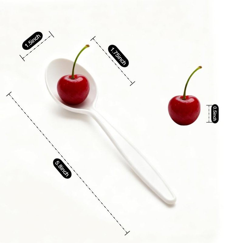 Yoaier Eco-Friendly 6" Disposable Soup Spoons - 100 Pack Heavy Duty Plant-Based Cutlery, Extra-Length Cornstarch Spoons for Hot Soup, Ice Cream, Chili,Para Pozole,Parties (Ivory)