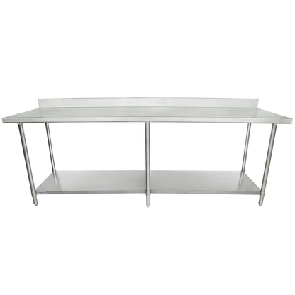 EMPURA 96" x 30" Stainless Steel Work Table | Commercial Utility Prep Workstation for Restaurant Laundry Garage | 800 lb Capacity, S/S Undershelf Legs, 4" Backsplash, 96"W x 30"D x 35"H, 16 Gauge, NSF