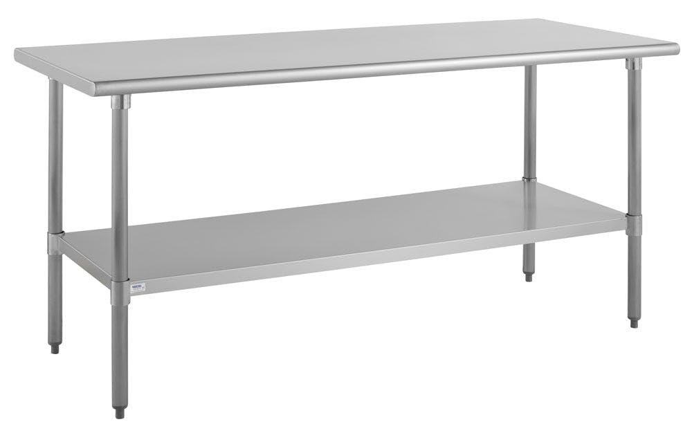 Kratos Stainless Steel Kitchen Prep Table 72"x30" with Undershelf, NSF Worktable for Restaurants - 16ga/304SS