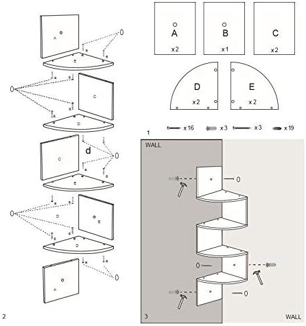 4 WELLAND Zig Zag Tiers Black Finished Floating Shelf,Wall Mounted Corner Wall Shelf for Bed Room,Living Room,Kitchen