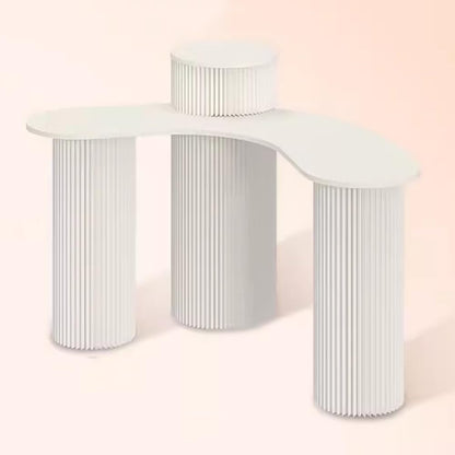 TT-YEL Portable Multi-Functional Paper Display Rack, Foldable Retail Display Table, Round Display Table with Wooden Shelves, Craft Display Rack, Paper Column Display Stand,B l120×w40×h77cm