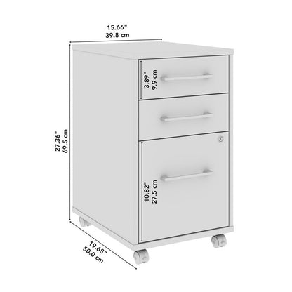 Bush Business Furniture Hustle 3 Drawer Rolling File Cabinet in Platinum Gray, Mobile Document Storage for Home and Professional Office