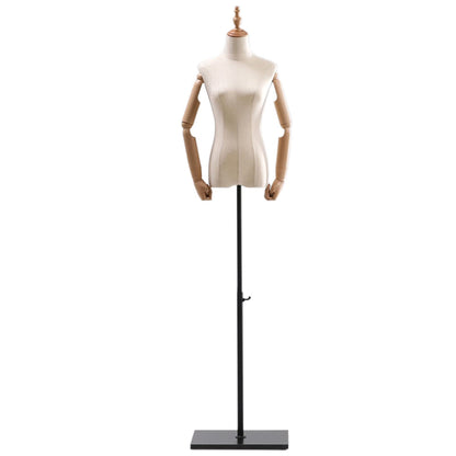 XYIANG Adjustable Half Scale Dummy Female Torso Body Clothing Forms with Rectangular Base Premium Jewelry Display Model for Stores,with Arms+Head (with arms)