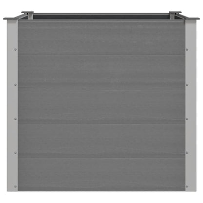 Mhdvray 39.4" Grey Square Raised Garden Bed, Wood-Plastic Composite Elevated Planter Box for Patio & Terrace, Large Outdoor Planter 100x100x91 cm