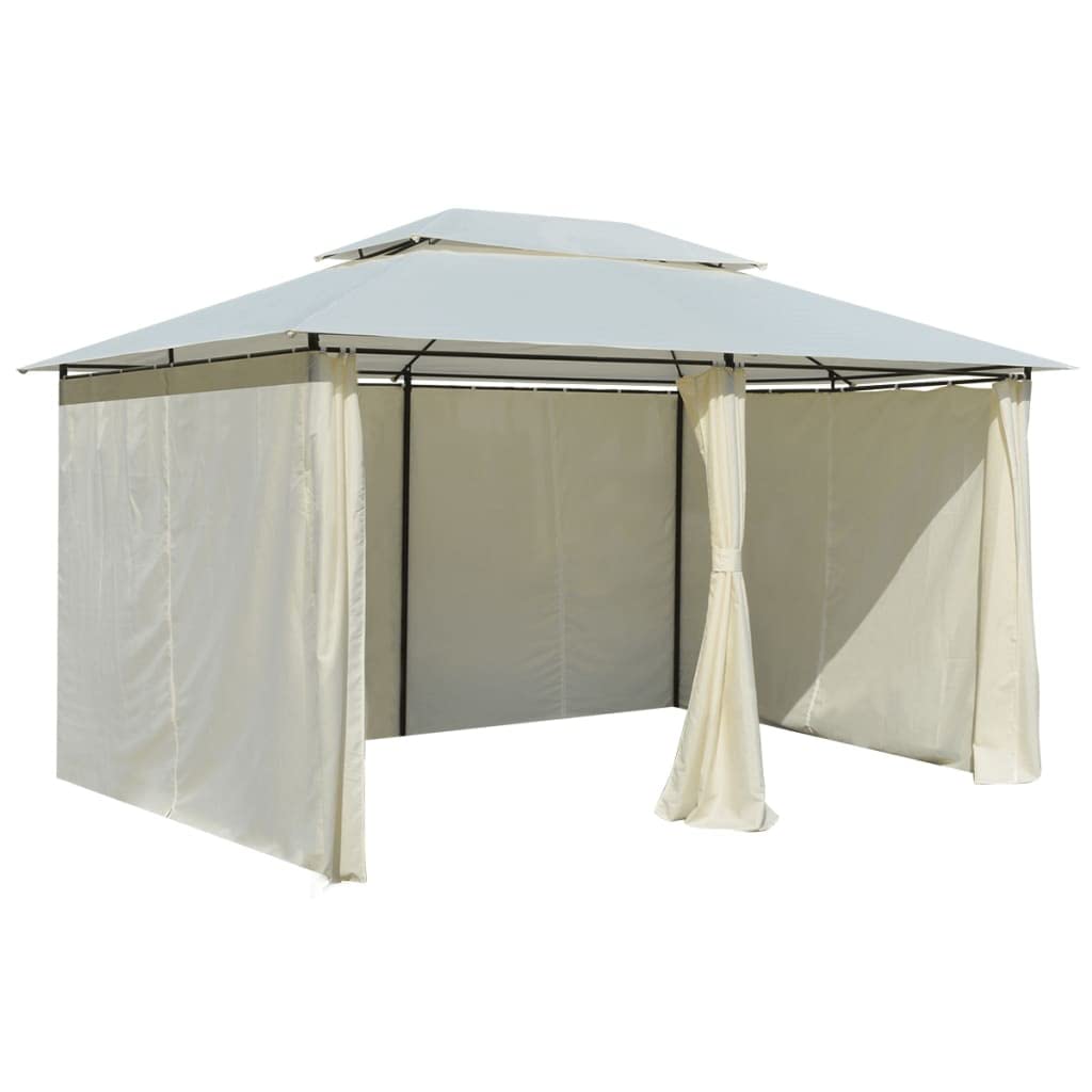 Garden Marquee with Curtains, 157.5"x118.1" White Waterproof Gazebo for Outdoor Events, Powder-Coated Steel Frame Canopy Tent Outdoor Structures