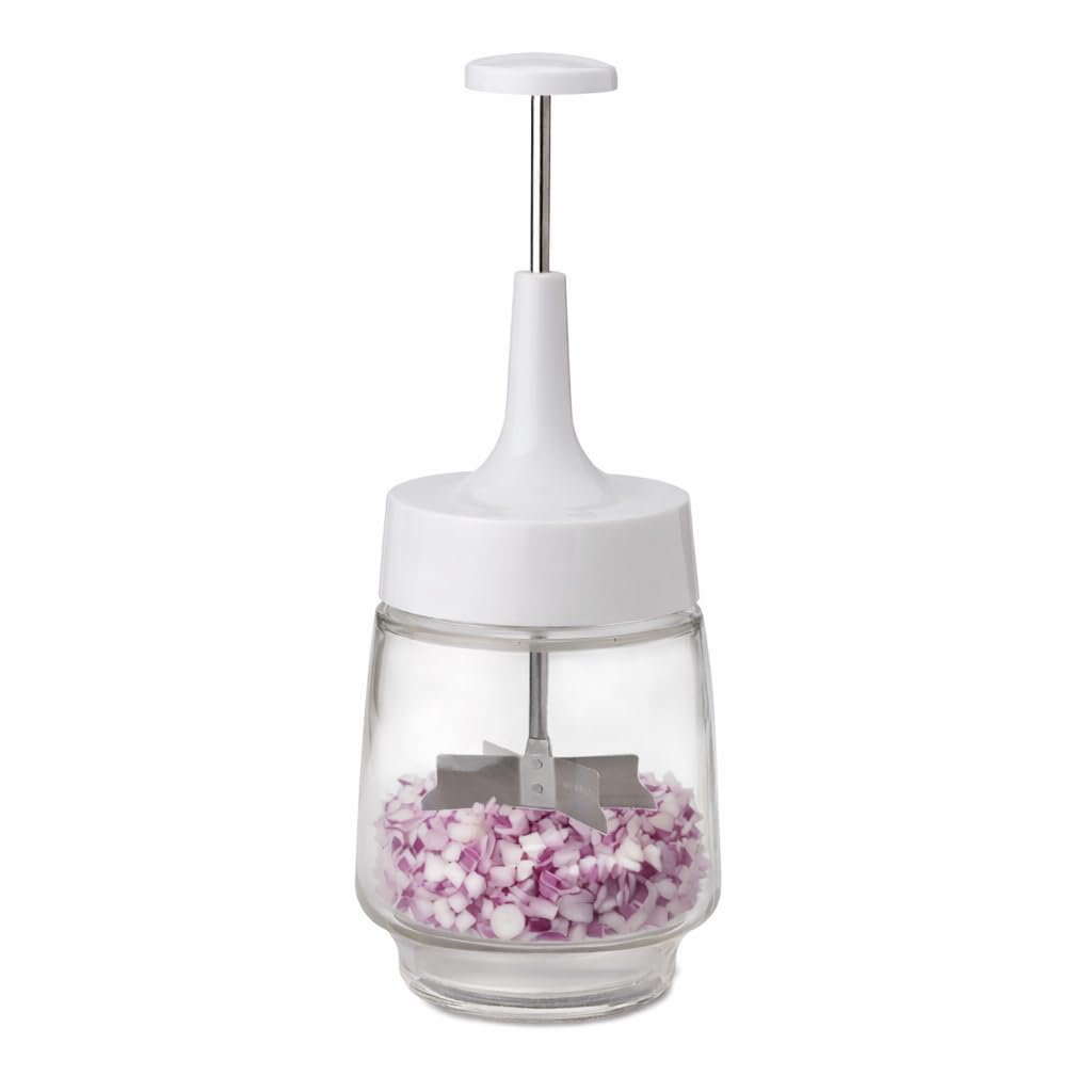 HIC Kitchen Old Fashioned Onion Chopper, Glass, 18/8 Stainless Steel Plane-Edge Blades For Onions, Eggs, Product, Nuts