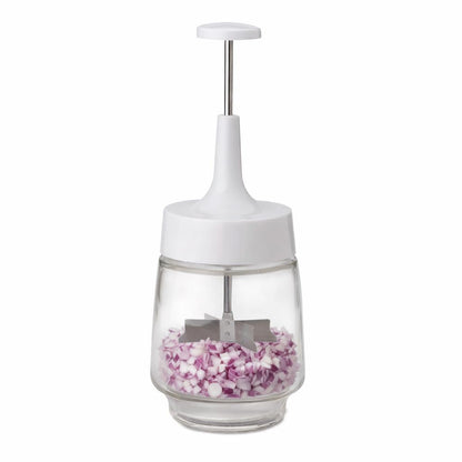 HIC Kitchen Old Fashioned Onion Chopper, Glass, 18/8 Stainless Steel Plane-Edge Blades For Onions, Eggs, Product, Nuts