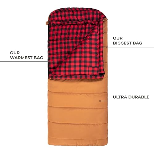 TETON Sports Bridger Canvas Sleeping Bags – Finally, Stay Warm Camping; for Adults and Built to Last, Long (-35F), Green (Plum Poly Liner)