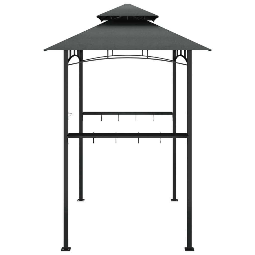 Xhnifbn Anthracite Steel BBQ Gazebo 94.5 x 94.5 x 95.7 in Powder-Coated Frame Double-Tier Roof Outdoor Canopy for Backyard Grilling, Family Reunion, Patio Party