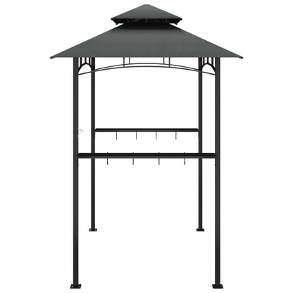 Xhnifbn Anthracite Steel BBQ Gazebo 94.5 x 94.5 x 95.7 in Powder-Coated Frame Double-Tier Roof Outdoor Canopy for Backyard Grilling, Family Reunion, Patio Party