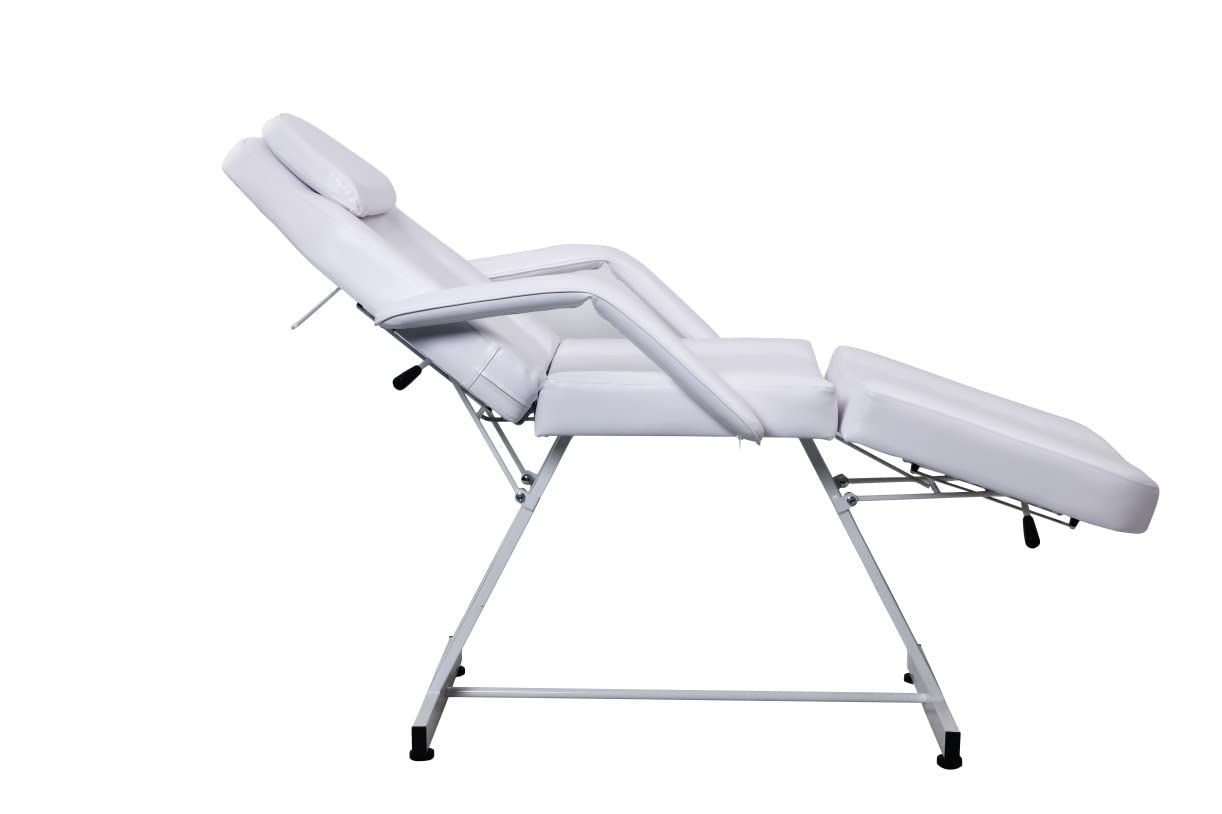 Salonsunny White Beauty Facial Tabel Bed Chair Professional Massage Adjustable Tattoo Chair Salon Bed with Hydraulic Stool