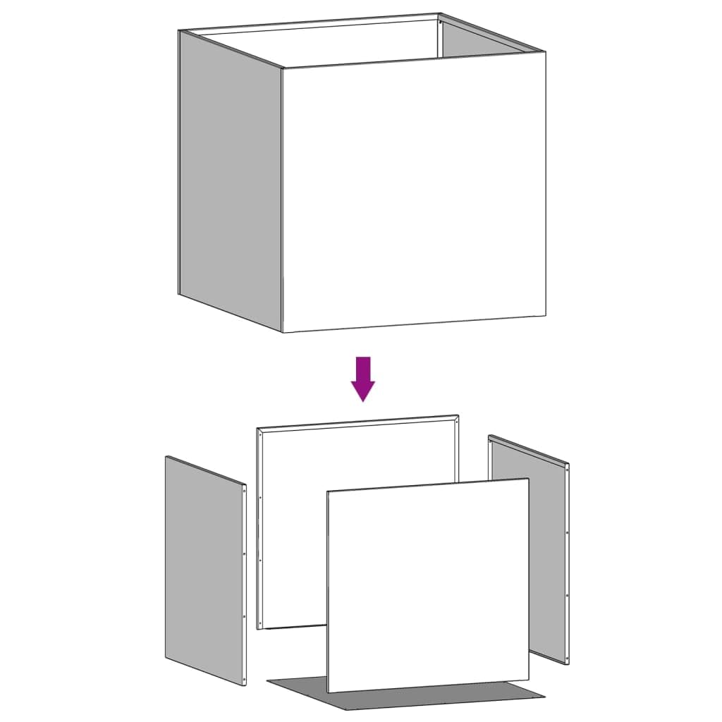 hliofuir Rectangular Stainless Steel Planter Set of 2 Silver Large 19.3x18.5x18.1 in Polished Indoor Outdoor Raised Garden Bed Box for Balcony Patio Living Room