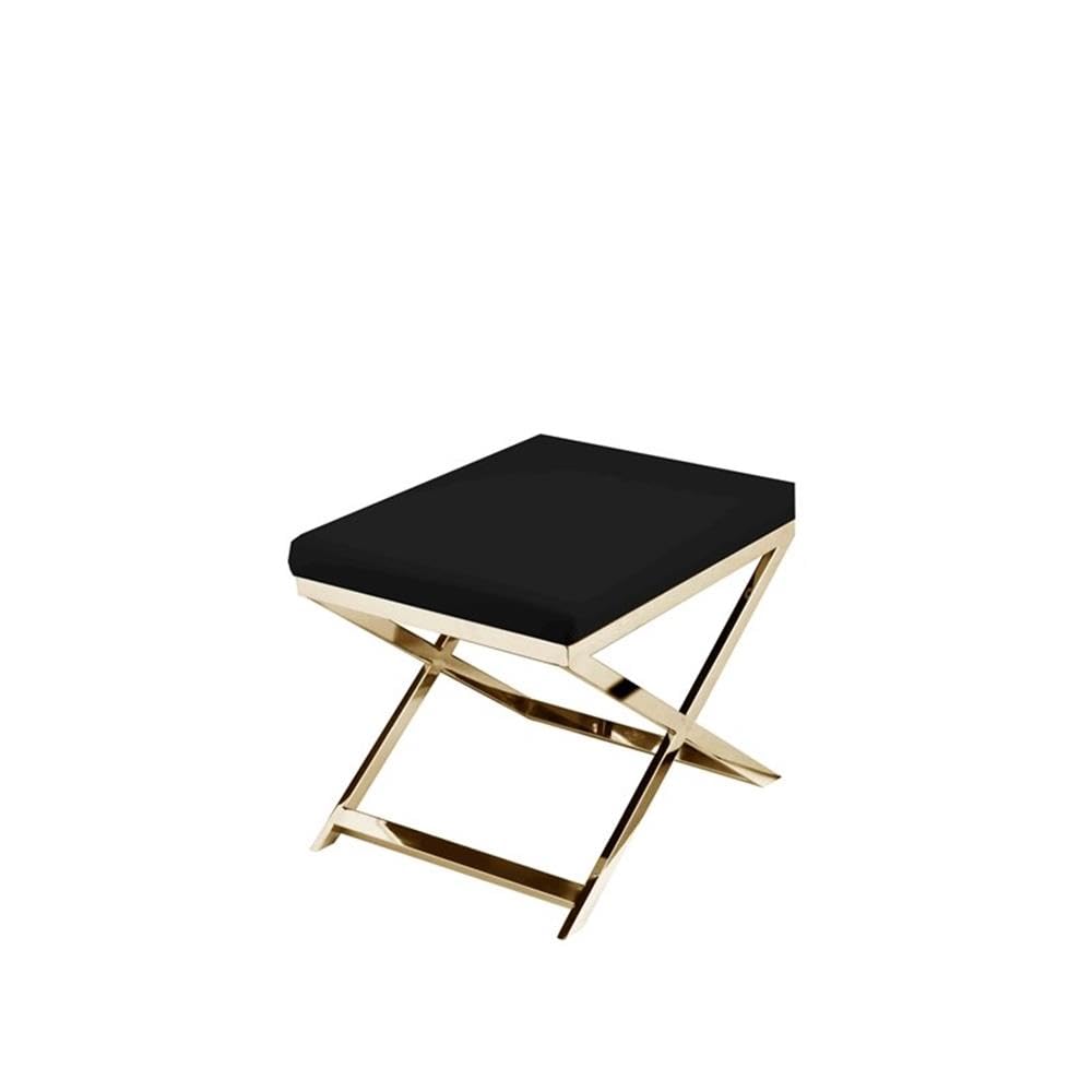 Pangea Home Gold Lexi Stool Faux Leather Black & Gold Frame