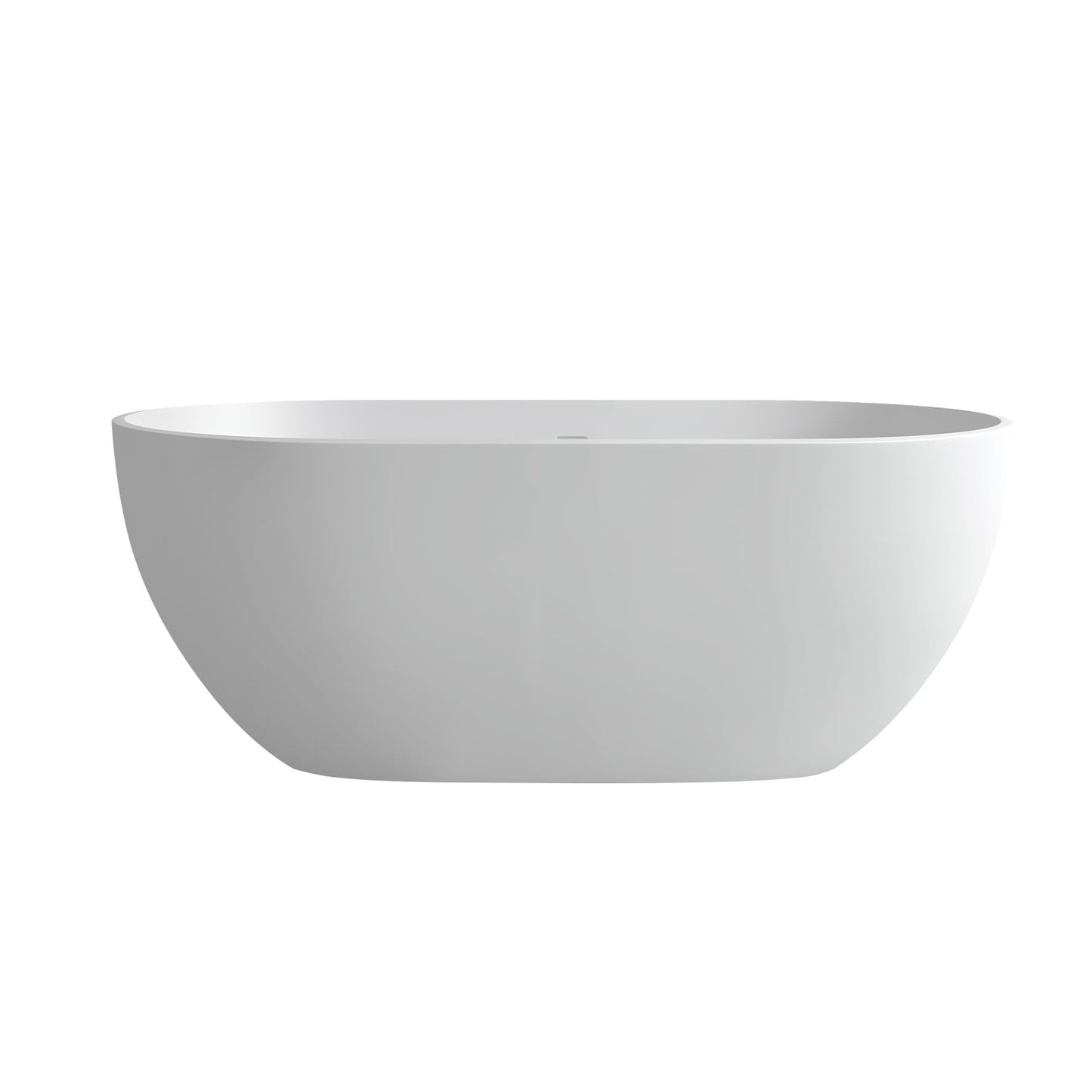 MEDUNJESS 59'' Freestanding Tubs Bathtub Bathroom Solid Surface Resin Stone Bathtubs soaker Tubs Oval Shaped Matte Luxury Modern Soaking Tub with Overflow and Pop-up Drain - White