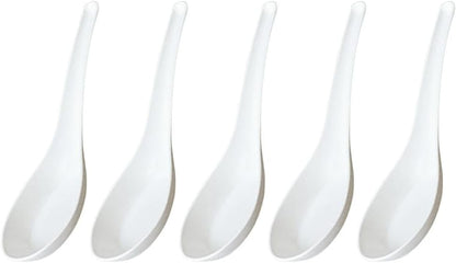 5 Pcs Reusable Plastic Chinese Soup Spoon for Ramen, Soup, Fried Rice, Heat Resistant, Unbreakable