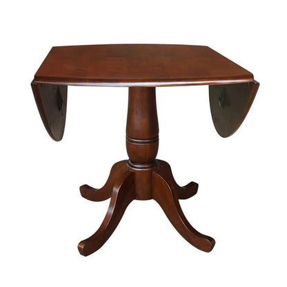 IC INTERNATIONAL CONCEPTS 42" Round Dual Drop Leaf Pedestal Table - 29.5" H Espresso