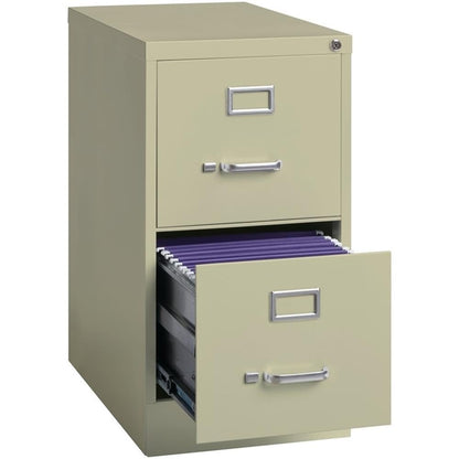 Scranton & Co 2-Drawer Vertical Metal Filing Cabinet, 22" Deep, Letter Width, Beige Finish, Lockable Commercial Office File Storage, Smooth Ball-Bearing Slides, Fully Assembled