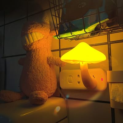 AUSAYE Sensor LED Night Light Plug in Wall Lamp, Energy Saving NightLight Cute Mushroom Night Lights for Adults Kids Bedroom,Bathroom,Toilet, Stairs, Kitchen,Hallway Corridor Warm White